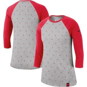 NWT Chicago Bulls FAN Nike NBA DRI-fit TEE Shirt Womens 3/4 sleeve raglan NEW